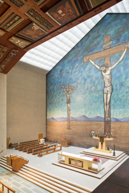 Church of Santa Barbara by Mario Bacciocchi, Metanopoli, San Donato Milanese, Italy.